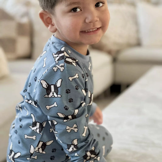 Bamboo two piece pyjamas - Blue Bulldog