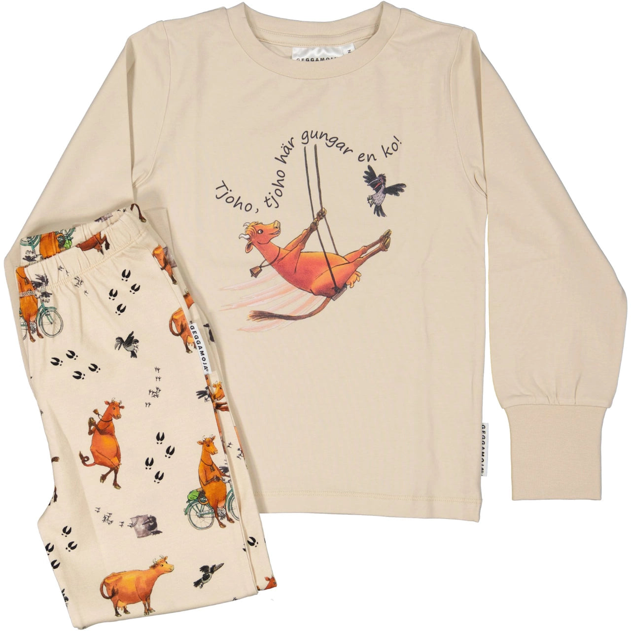 Mamma Moo and Crow two piece pyjamas Beige