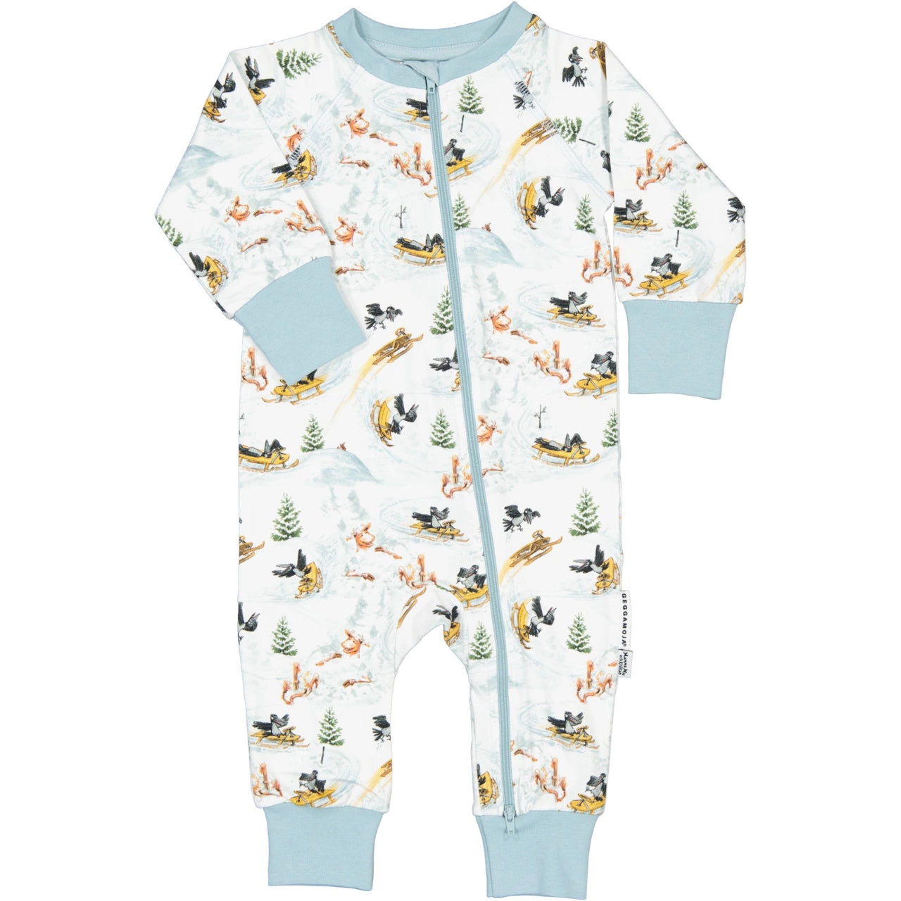 Mamma Moo and Crow two way zip pajamas White snow