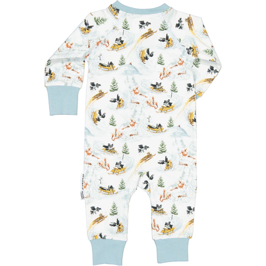 Mamma Moo and Crow two way zip pyjamas White snow