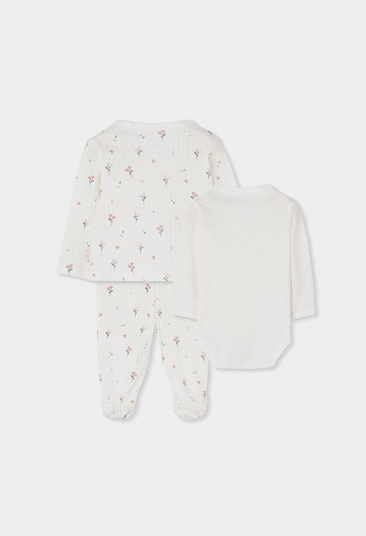 Set i bardhe me print floral me 4 pjese