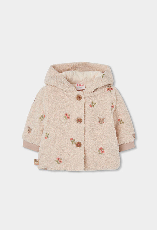 Xhaketë Plush për Bebe me Kapuç dhe Qëndisje