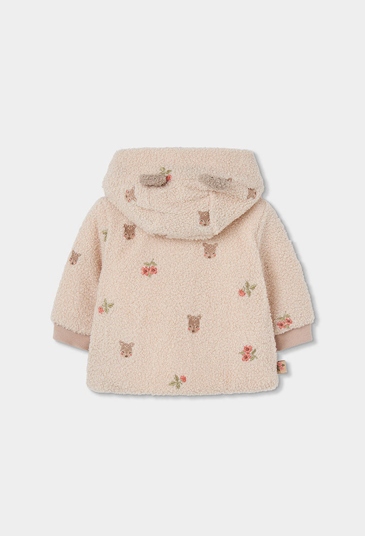 Xhaketë Plush për Bebe me Kapuç dhe Qëndisje
