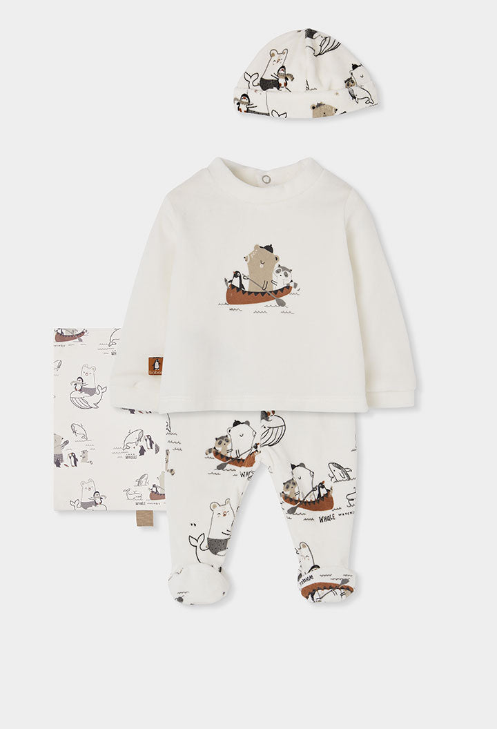 Set i thurur për bebe në ngjyrë ecru – 3  pjesë