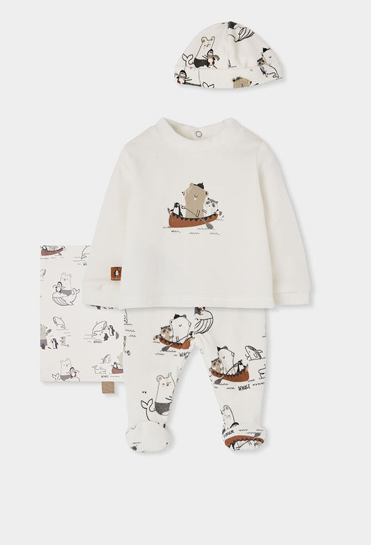 Set i thurur për bebe në ngjyrë ecru – 3  pjesë