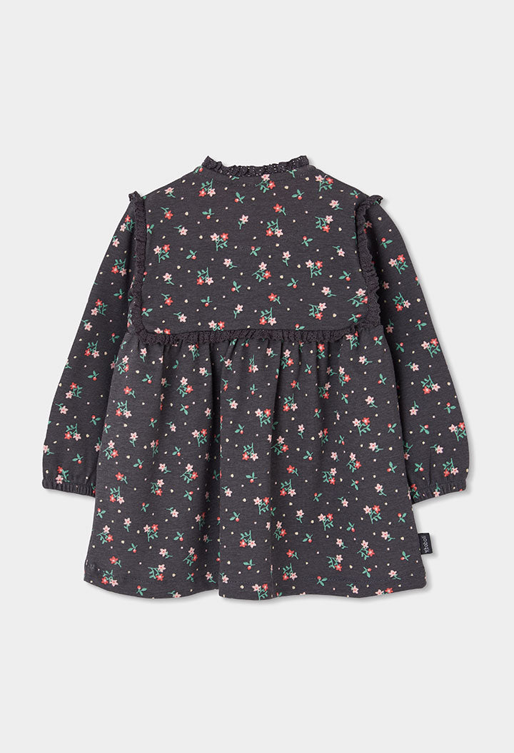 Fustan i gri i erret me lule