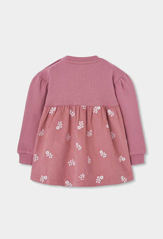 Fustan velur rozë për vajza me print floral