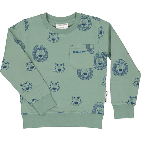 College Crew Neck Sweater -  Green Tiger
