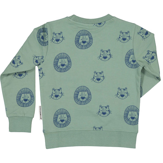 College Crew Neck Sweater -  Green Tiger