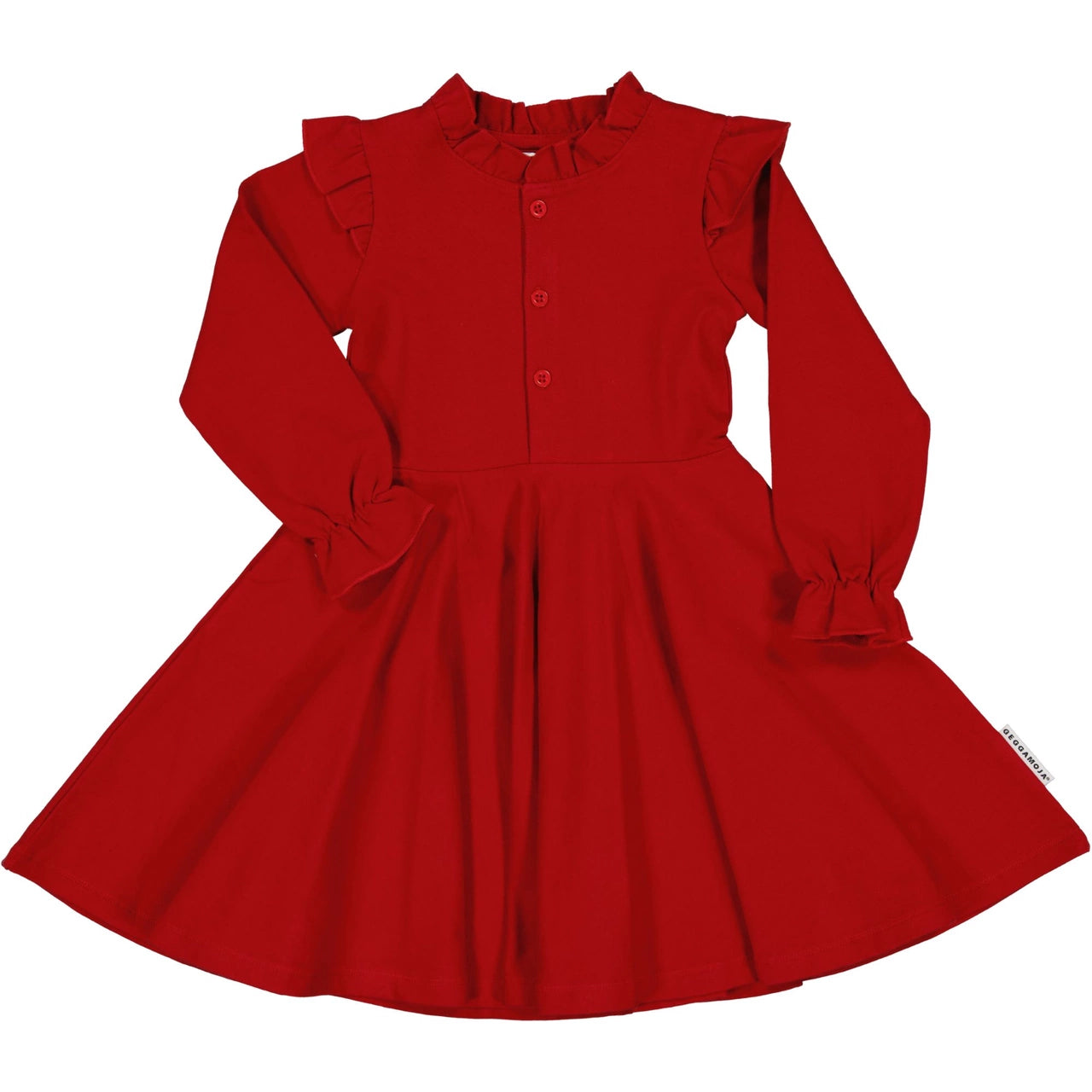 Dress with flounce Dark Red