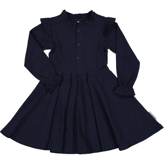 Dress with flounce - Navy Blue