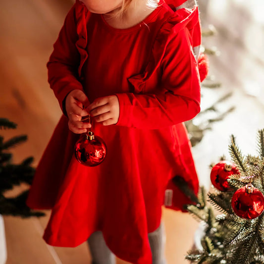 Flared dress flounce Red