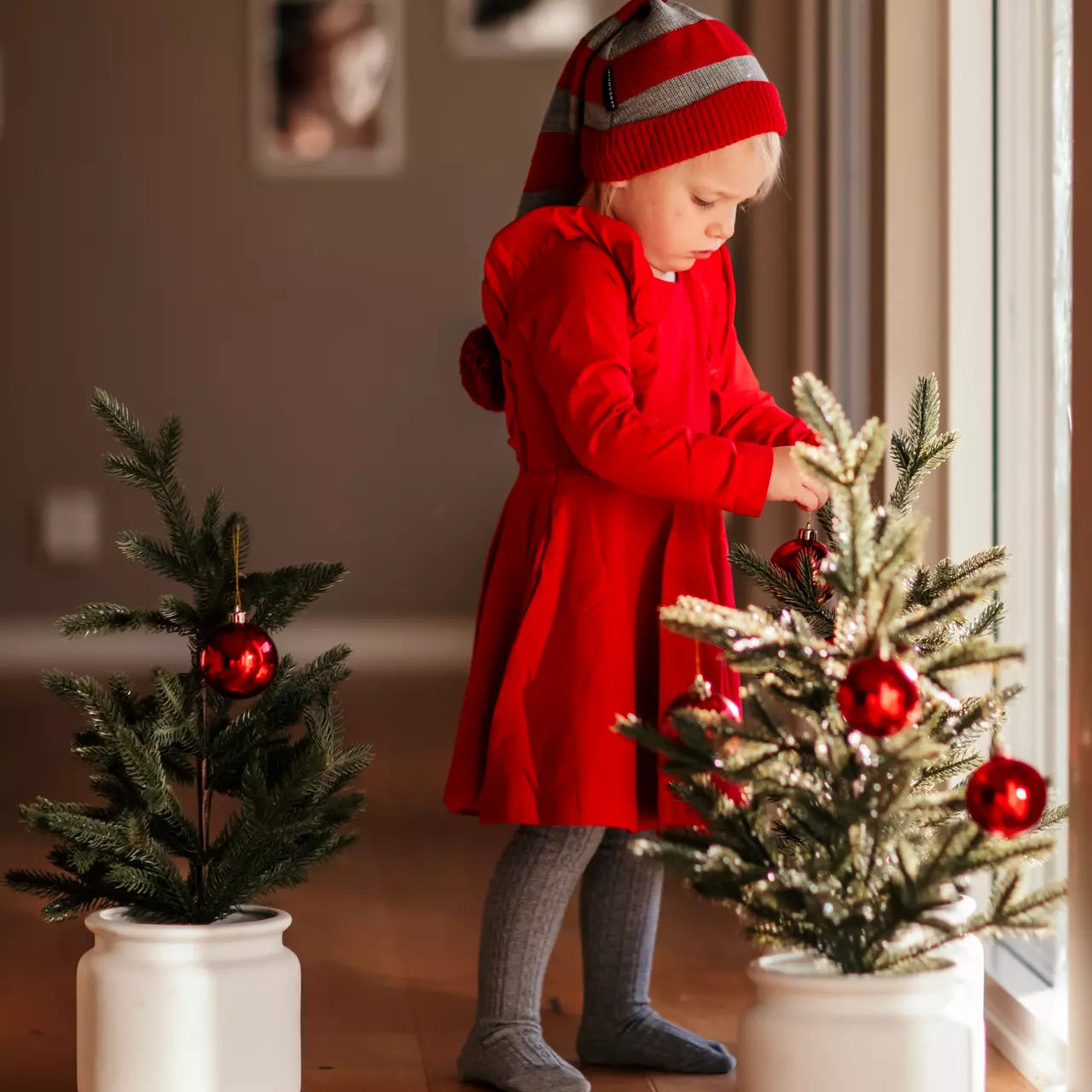 Flared dress flounce Red