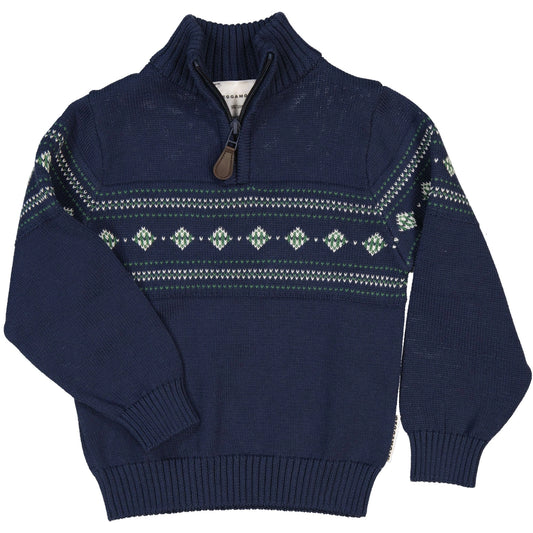 High neck sweater half zip - Navy