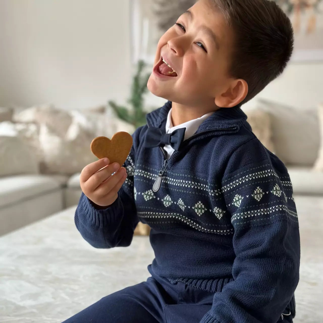 High neck sweater half zip - Navy