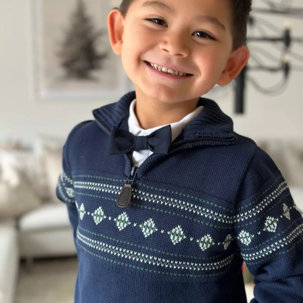 High neck sweater half zip - Navy