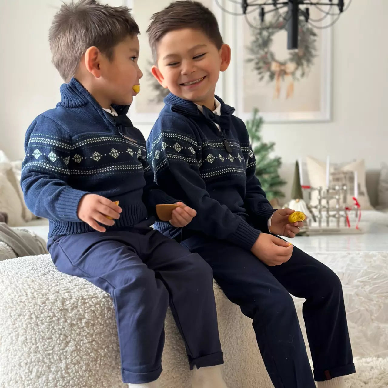 High neck sweater half zip - Navy