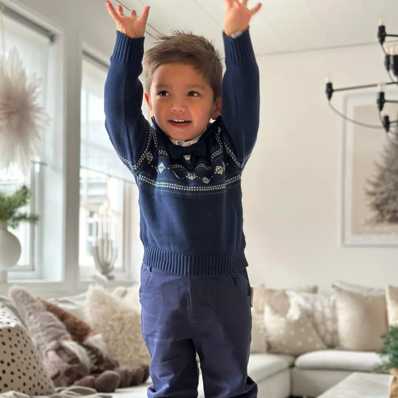 High neck sweater half zip - Navy