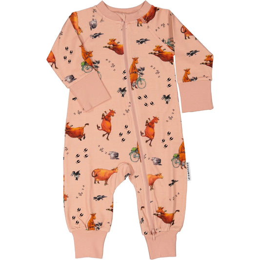 Mamma Moo and Crow two way zip pajamas Blush pink