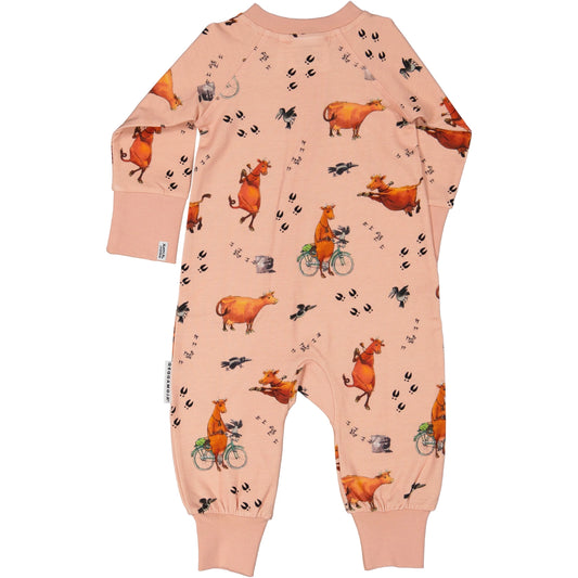 Mamma Moo and Crow two way zip pajamas Blush pink