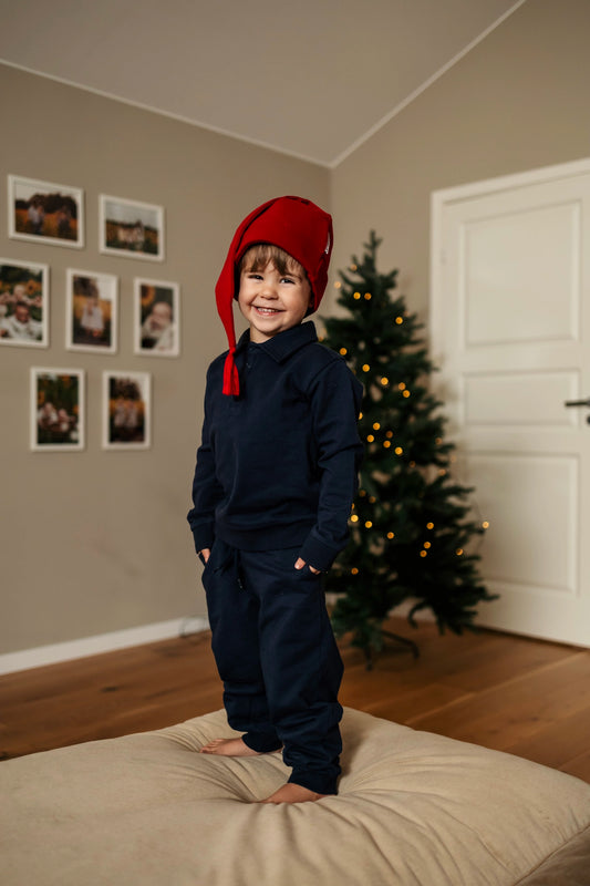 Geggamoja Sweater with collar - Navy Blue